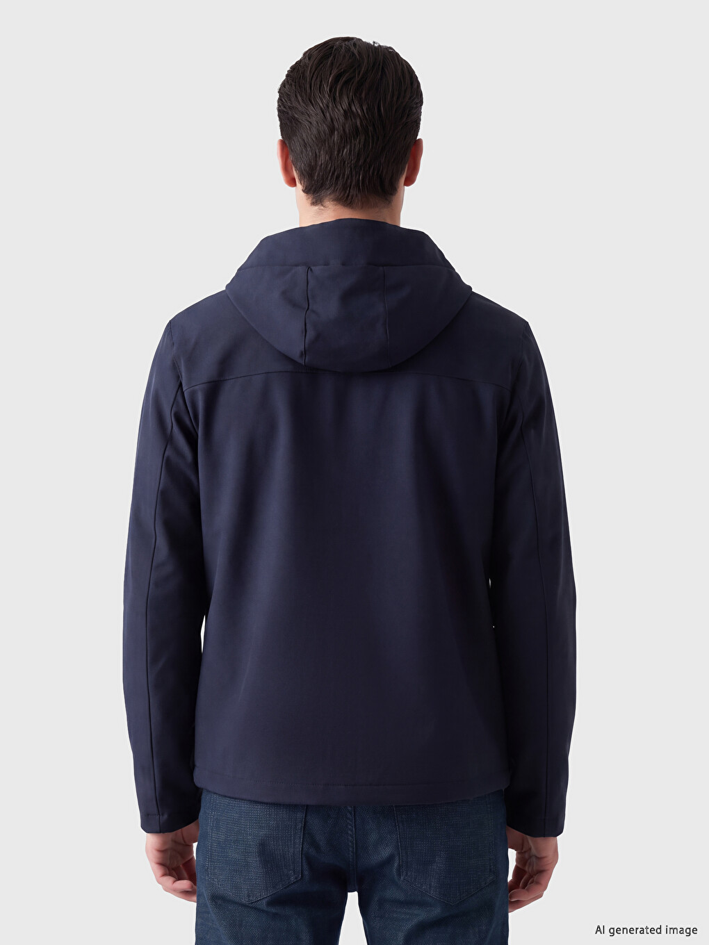 Lacivert Regular Fit Kapüşonlu Erkek Ceket-2