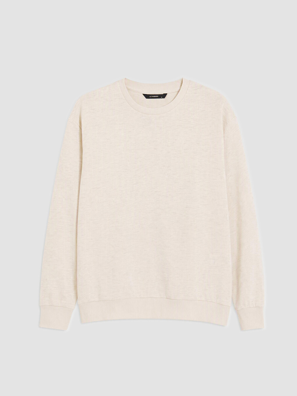 Beyaz Bisiklet Yaka Erkek Sweatshirt-4