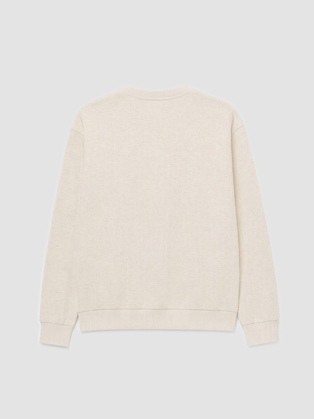 Beyaz Bisiklet Yaka Erkek Sweatshirt-5