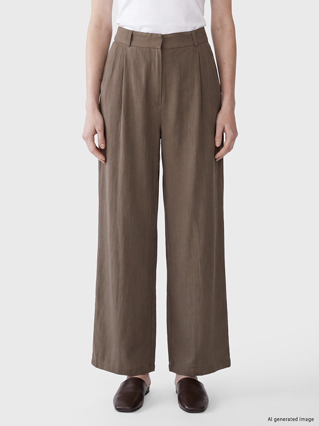 Woman Khaki Tailored Trousers-1