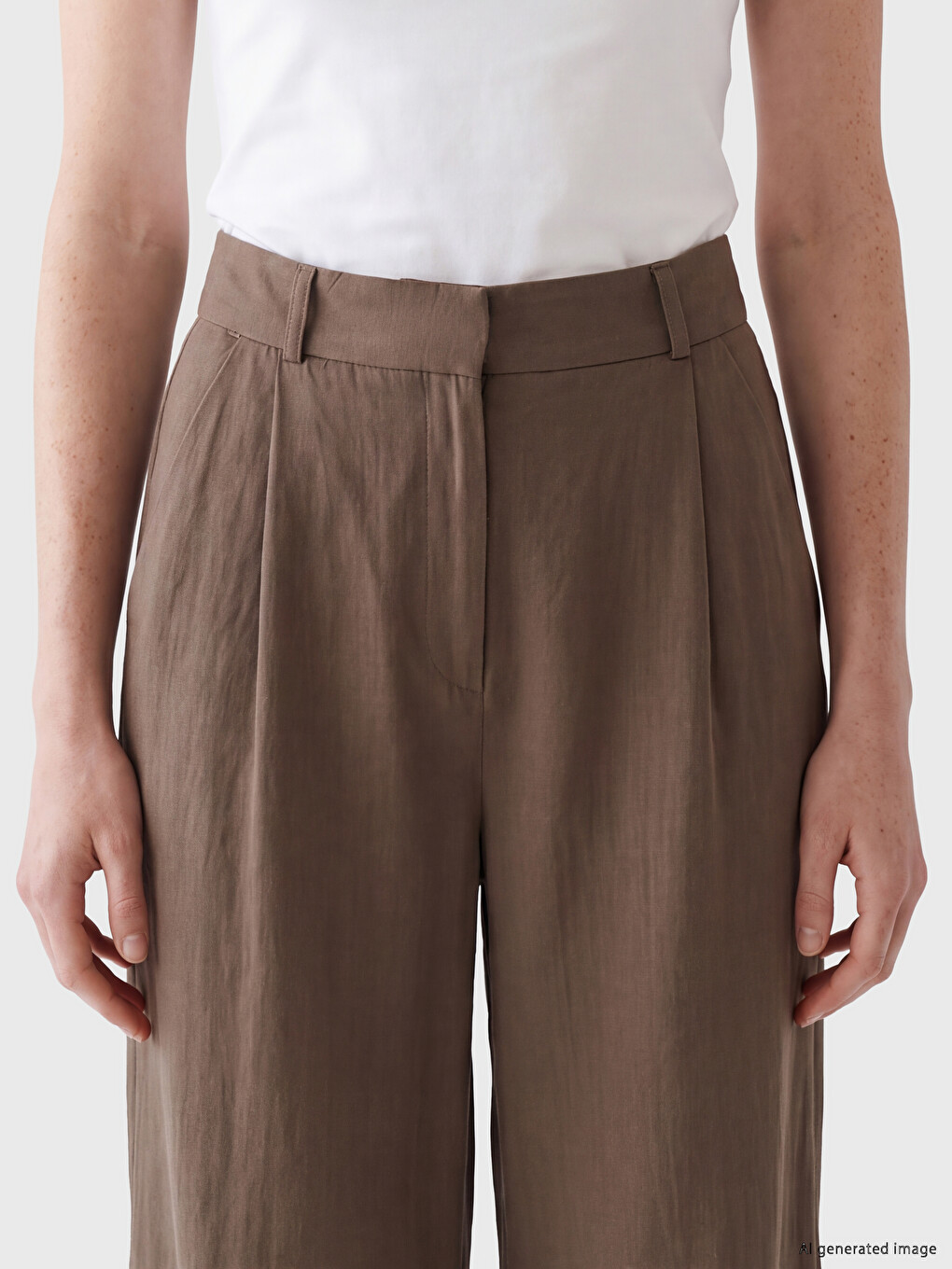 Woman Khaki Tailored Trousers-2