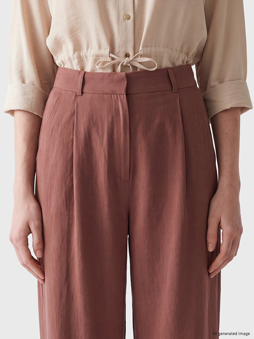 Woman Brown Tailored Trousers-2