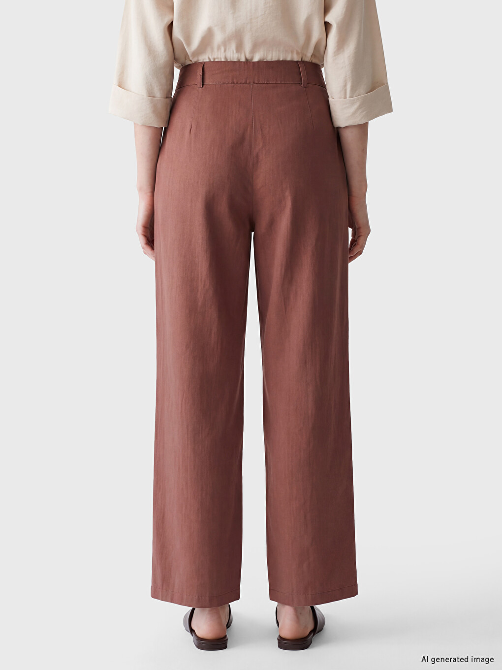 Woman Brown Tailored Trousers-3