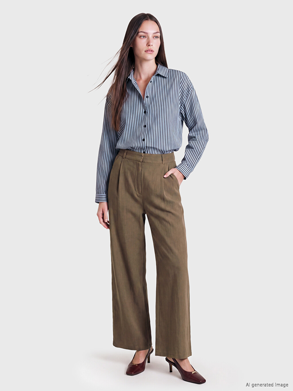 Woman Khaki Tailored Trousers