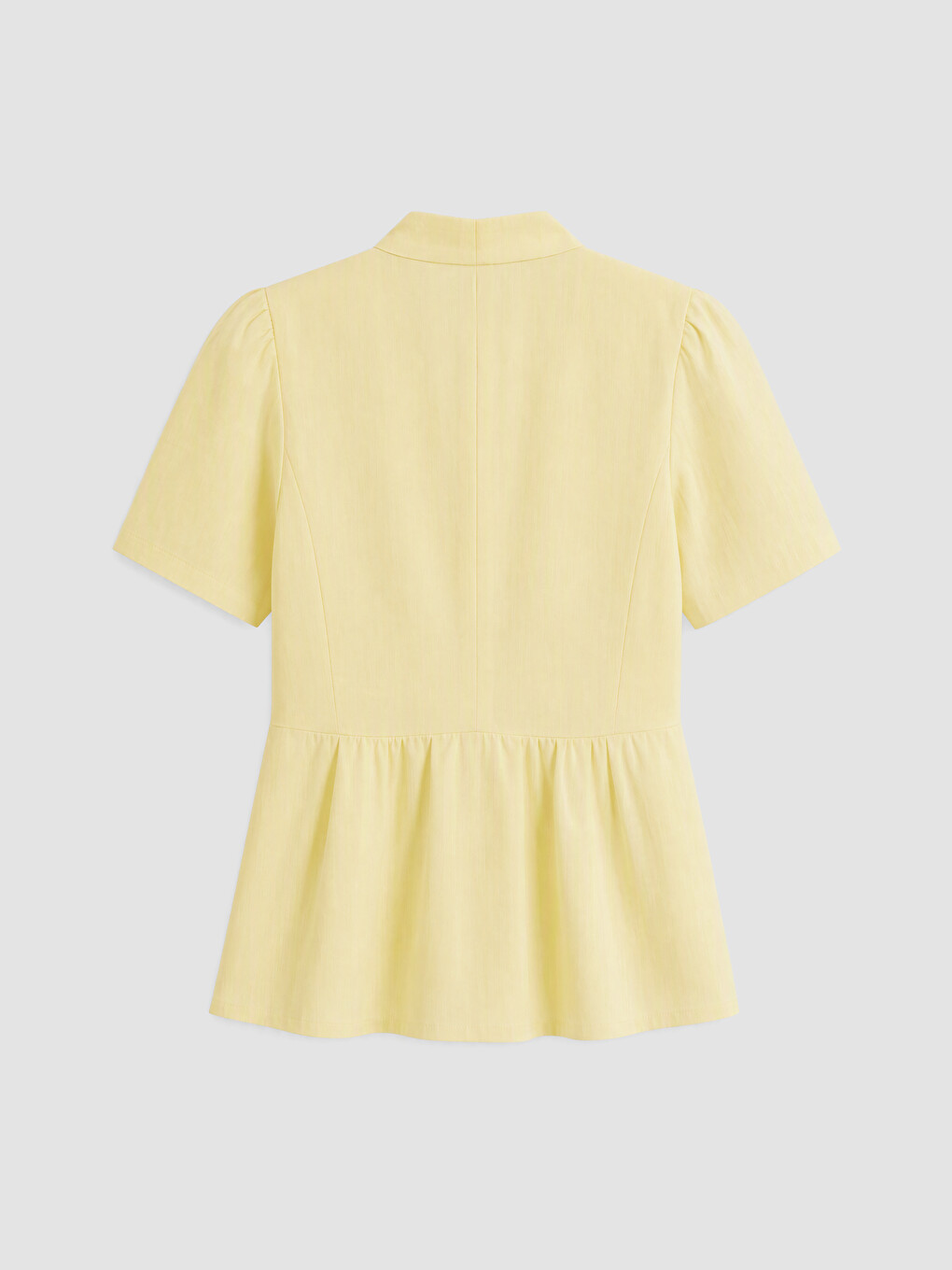 Sarı V Yaka %100 Pamuklu Peplum Bluz-2