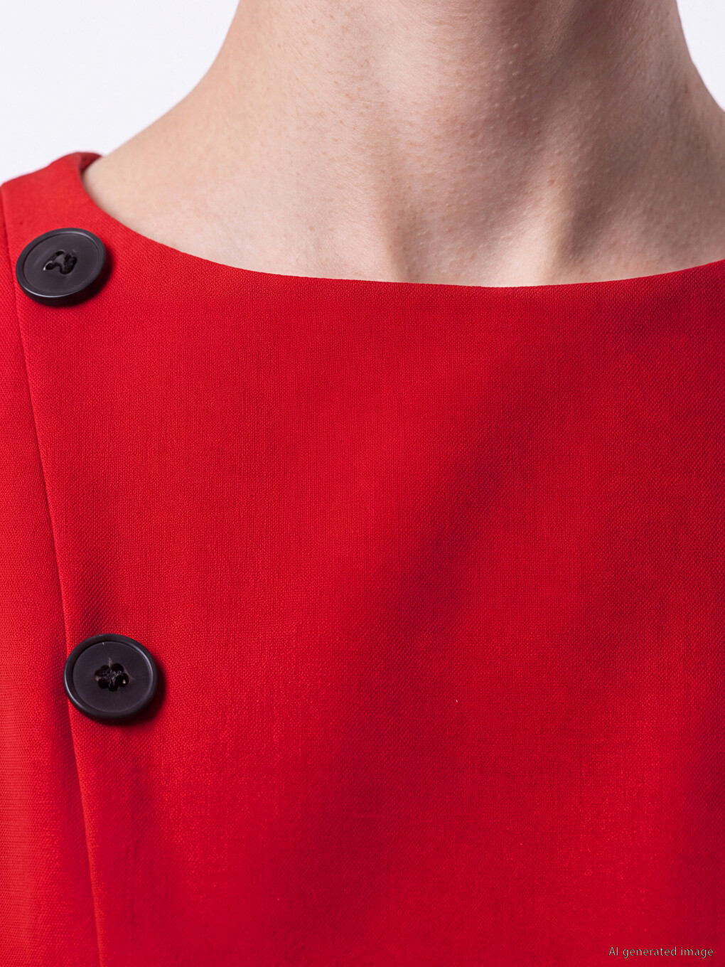 Crew Neck Decorative Buttoned Peplum Blouse-2