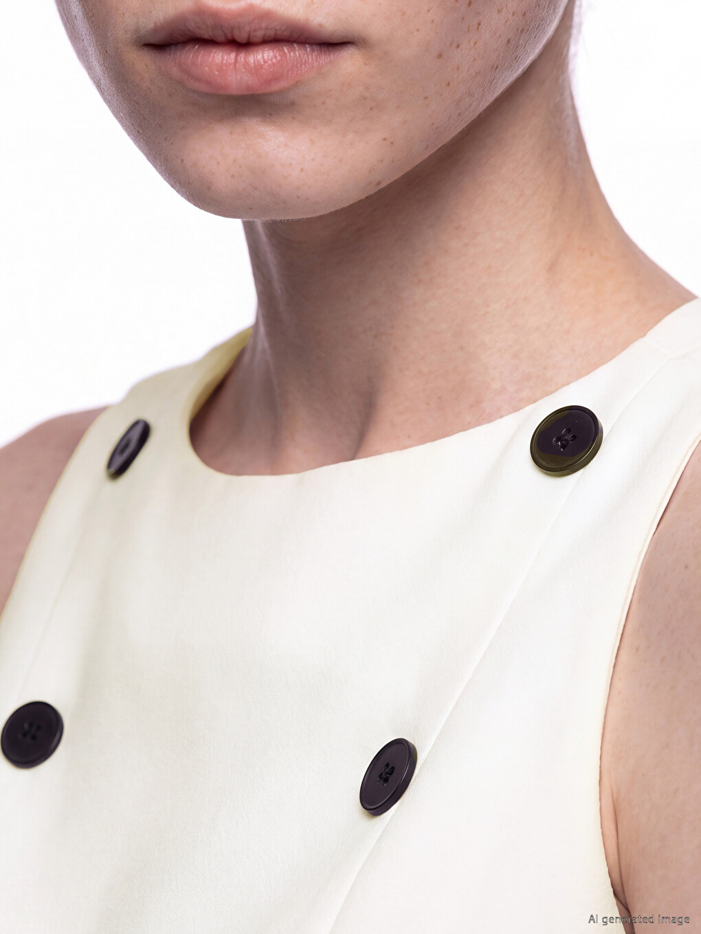 Crew Neck Decorative Buttoned Peplum Blouse-2