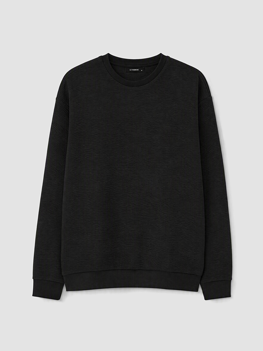 Siyah Bisiklet Yaka Erkek Sweatshirt