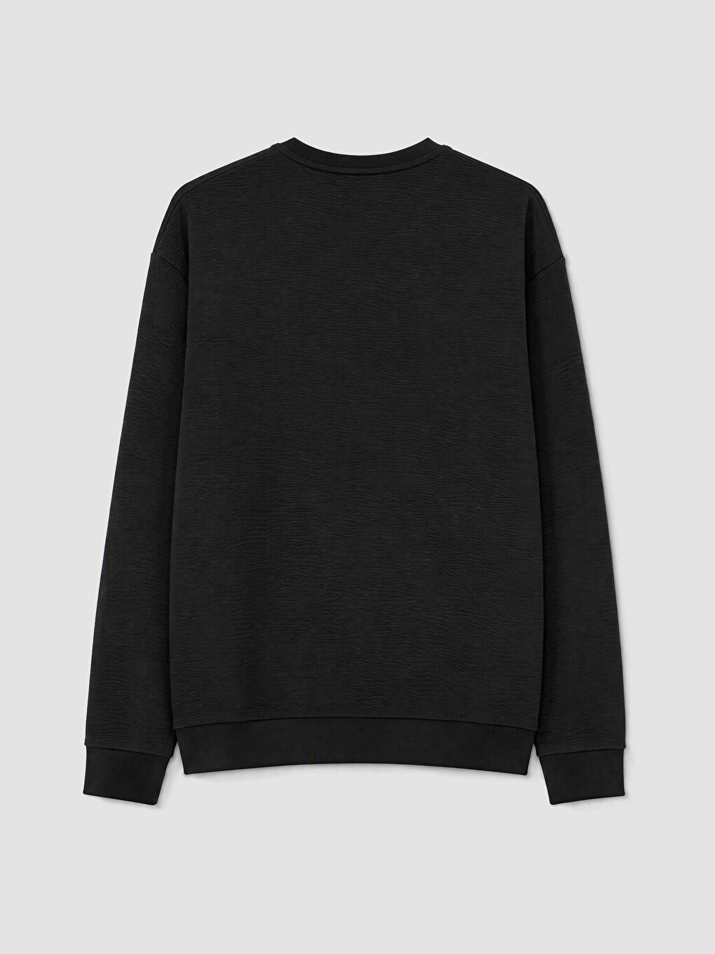 Siyah Bisiklet Yaka Erkek Sweatshirt-2