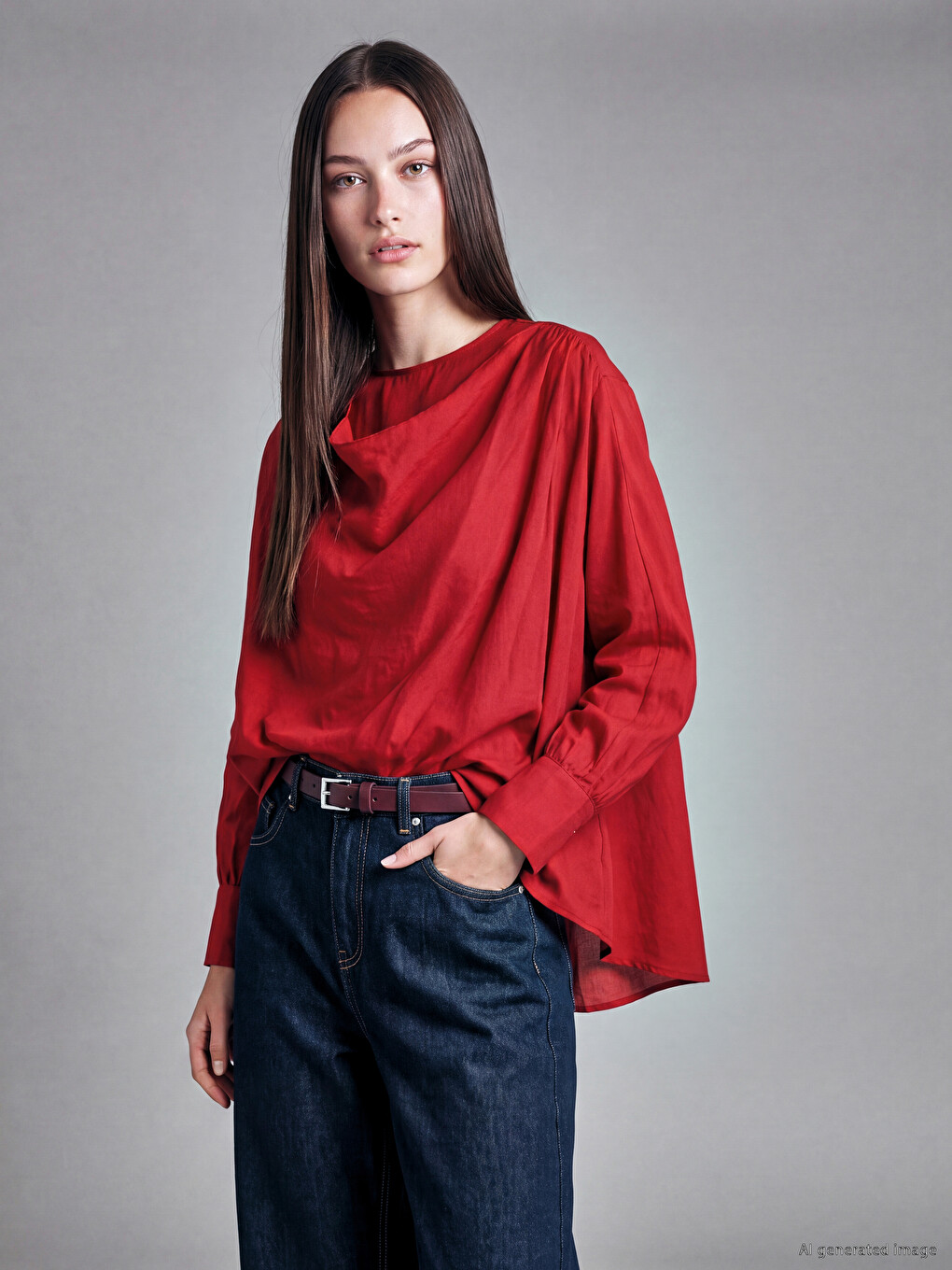 Cowl Neck Ruched Blouse