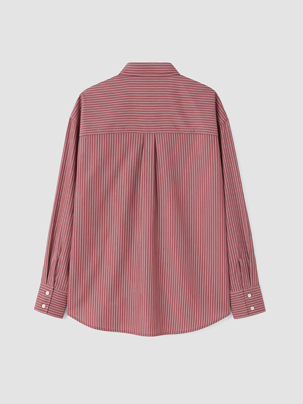 Bordo Çizgili Poplin Kadın Gömlek-6