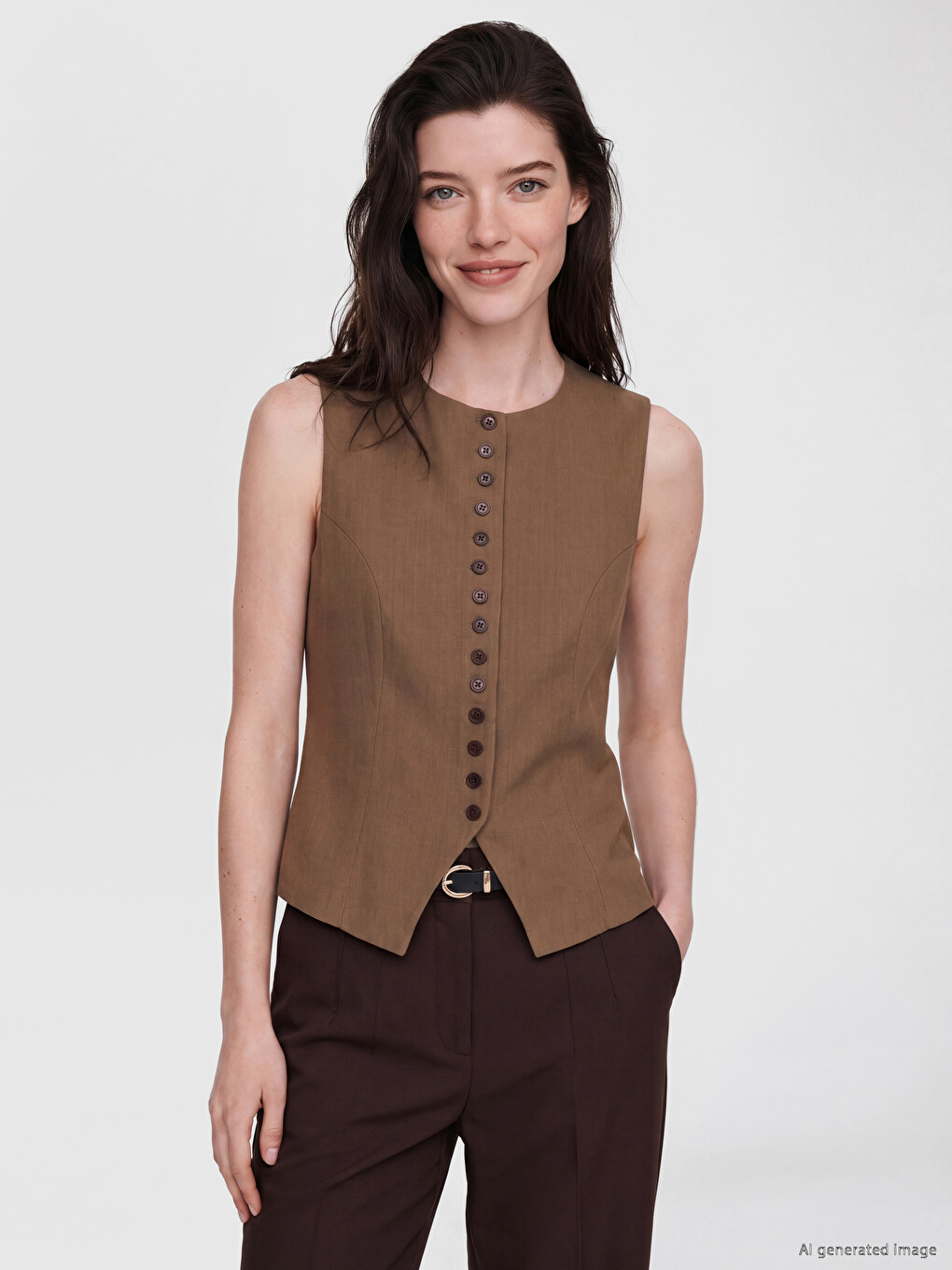 Crew Neck Women's Classic Waistcoat