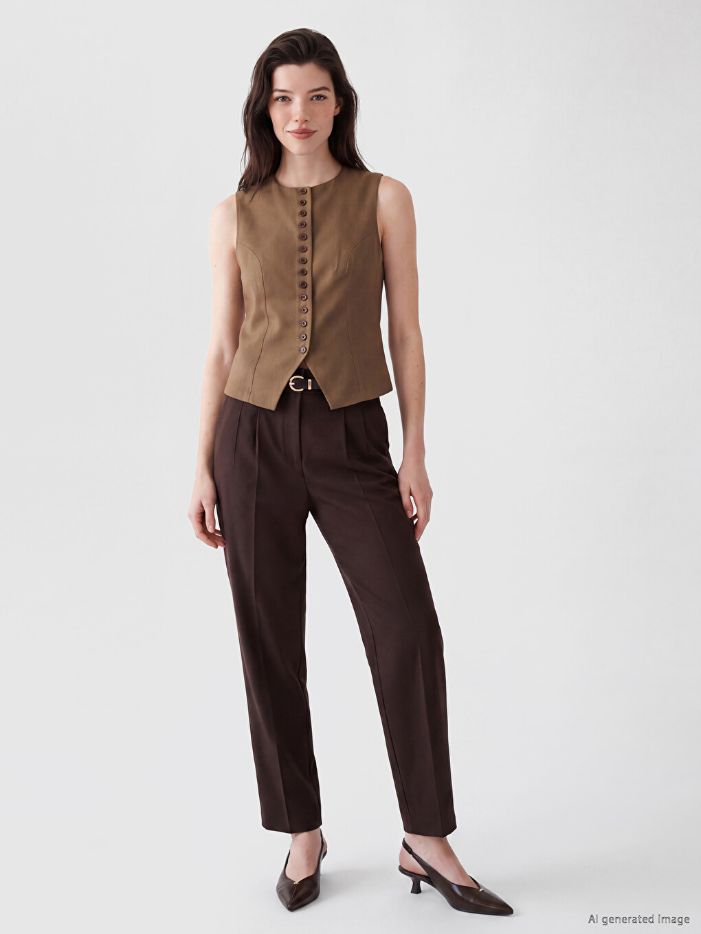 Crew Neck Women's Classic Waistcoat-1