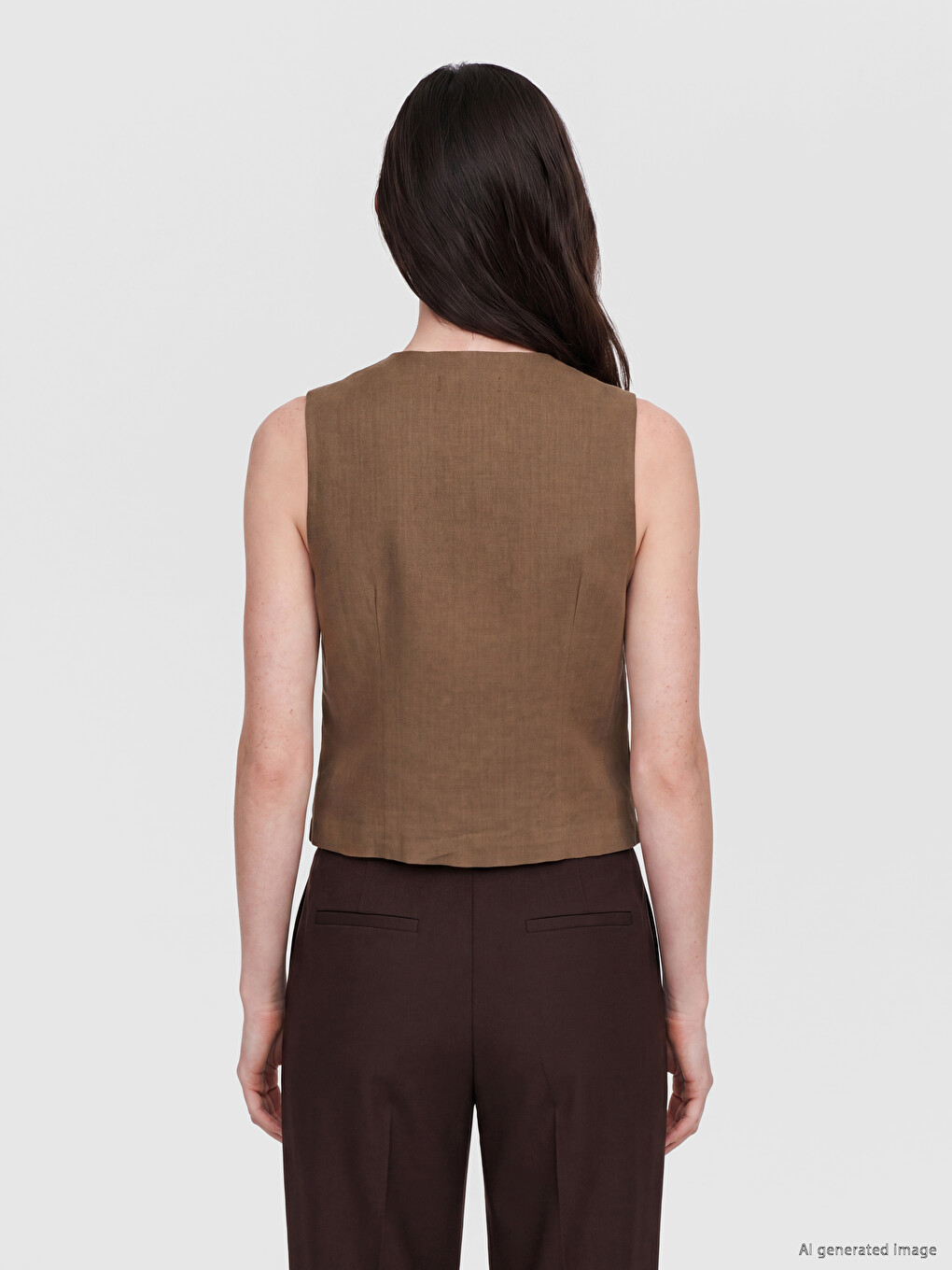 Crew Neck Women's Classic Waistcoat-3