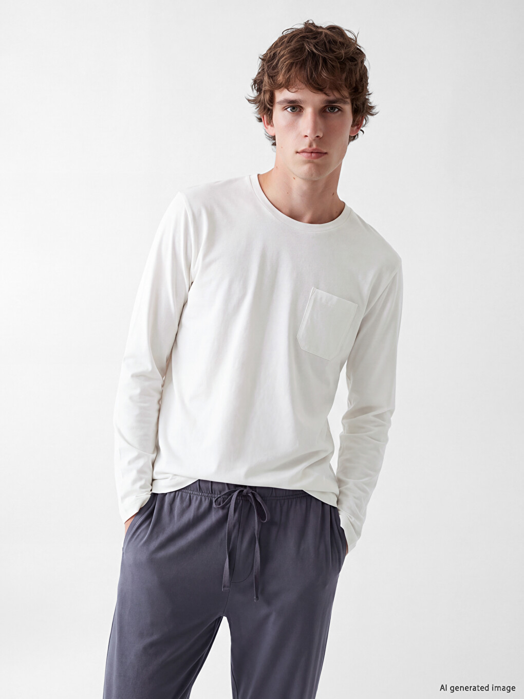 Ekru Regular Fit Erkek Pijama Takımı
