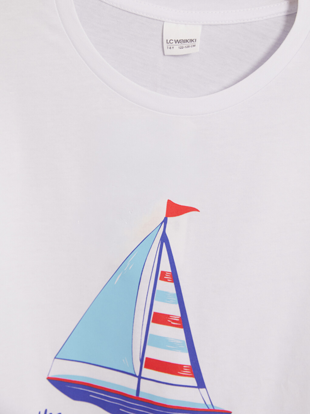 Beyaz Bisiklet Yaka Erkek Çocuk Pijama Takımı-3