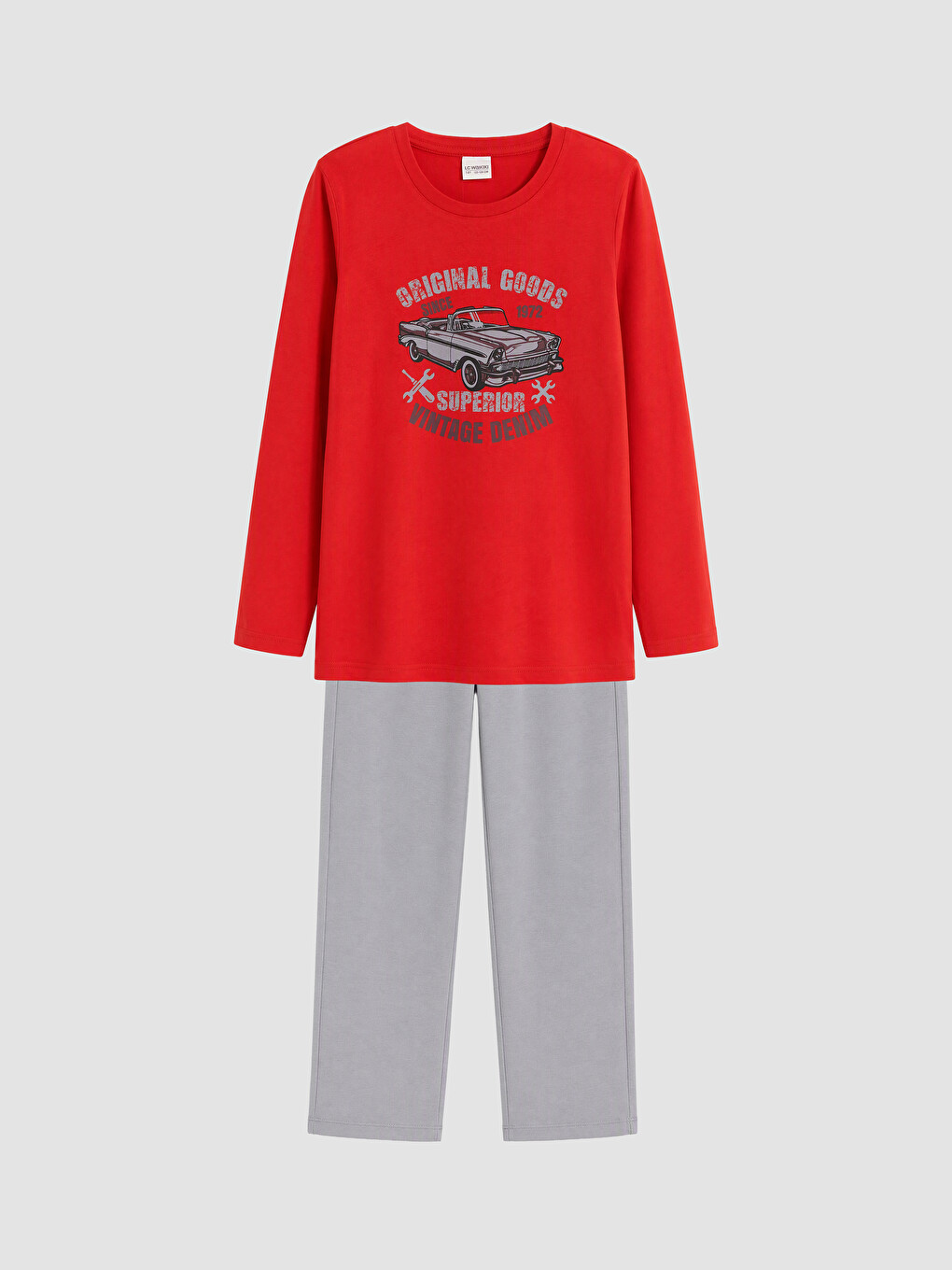 Kırmızı Bisiklet Yaka Erkek Çocuk Pijama Takımı