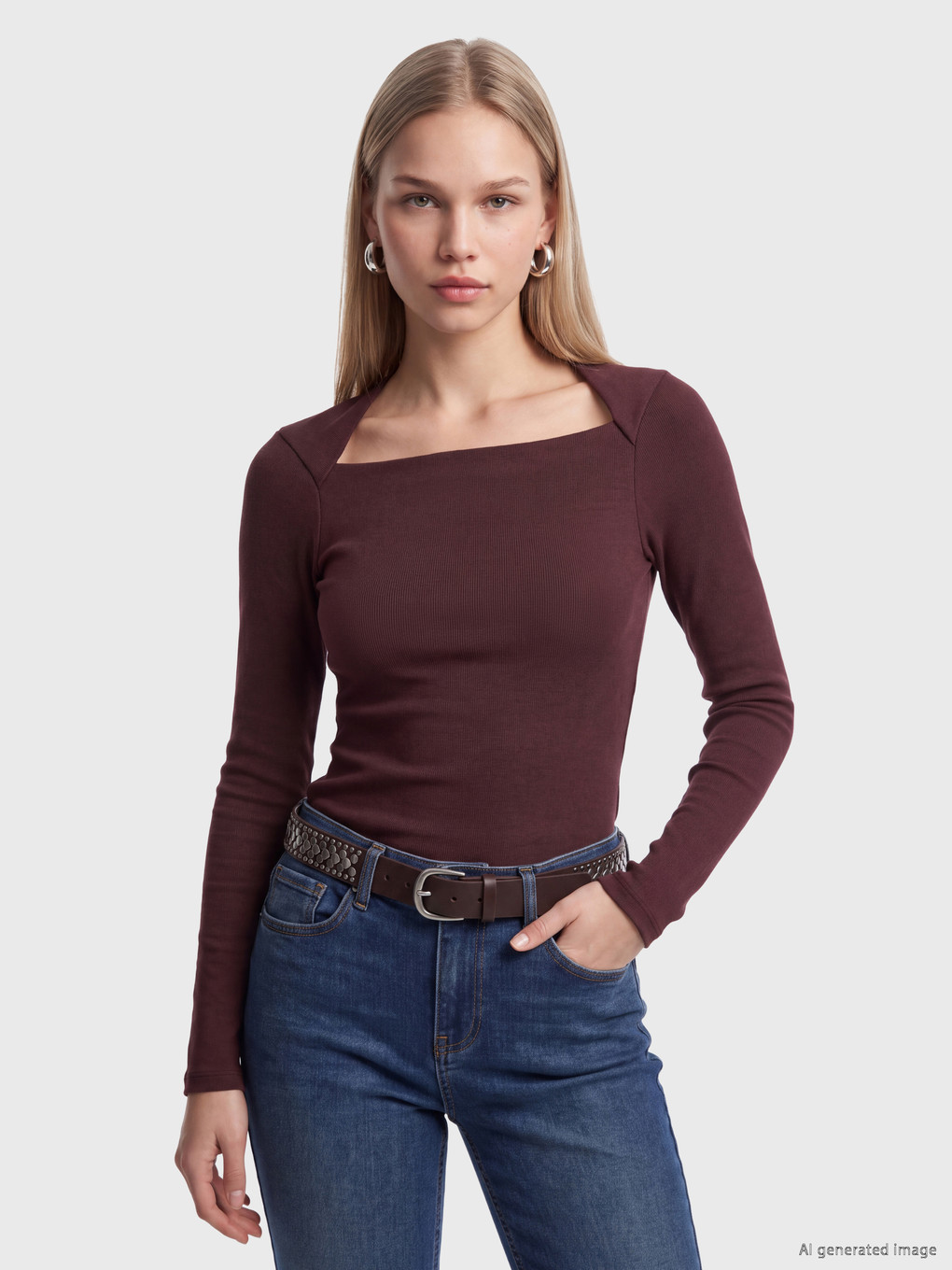  Square Neck Women's Ribbed Body