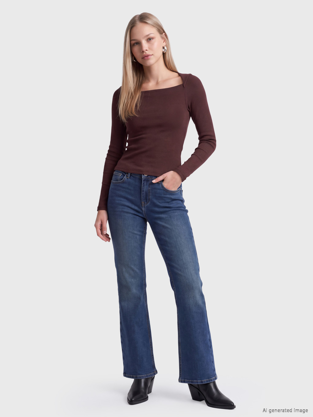 Square Neck Women's Ribbed Body-1