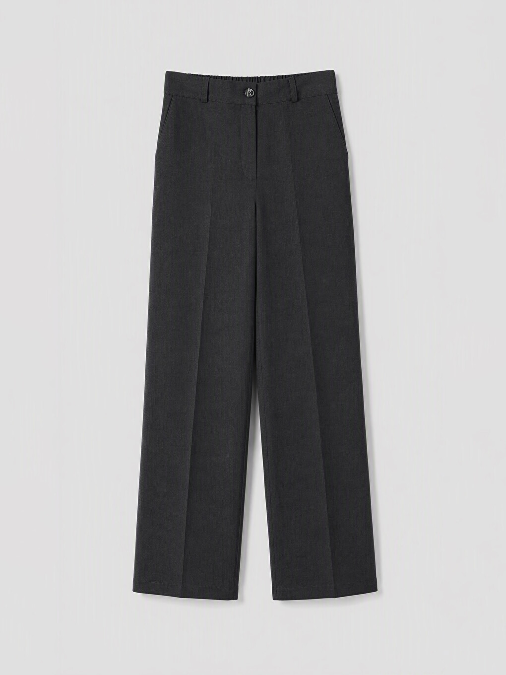 Siyah Beli Lastikli Geniş Paça Kadın Pantolon-3