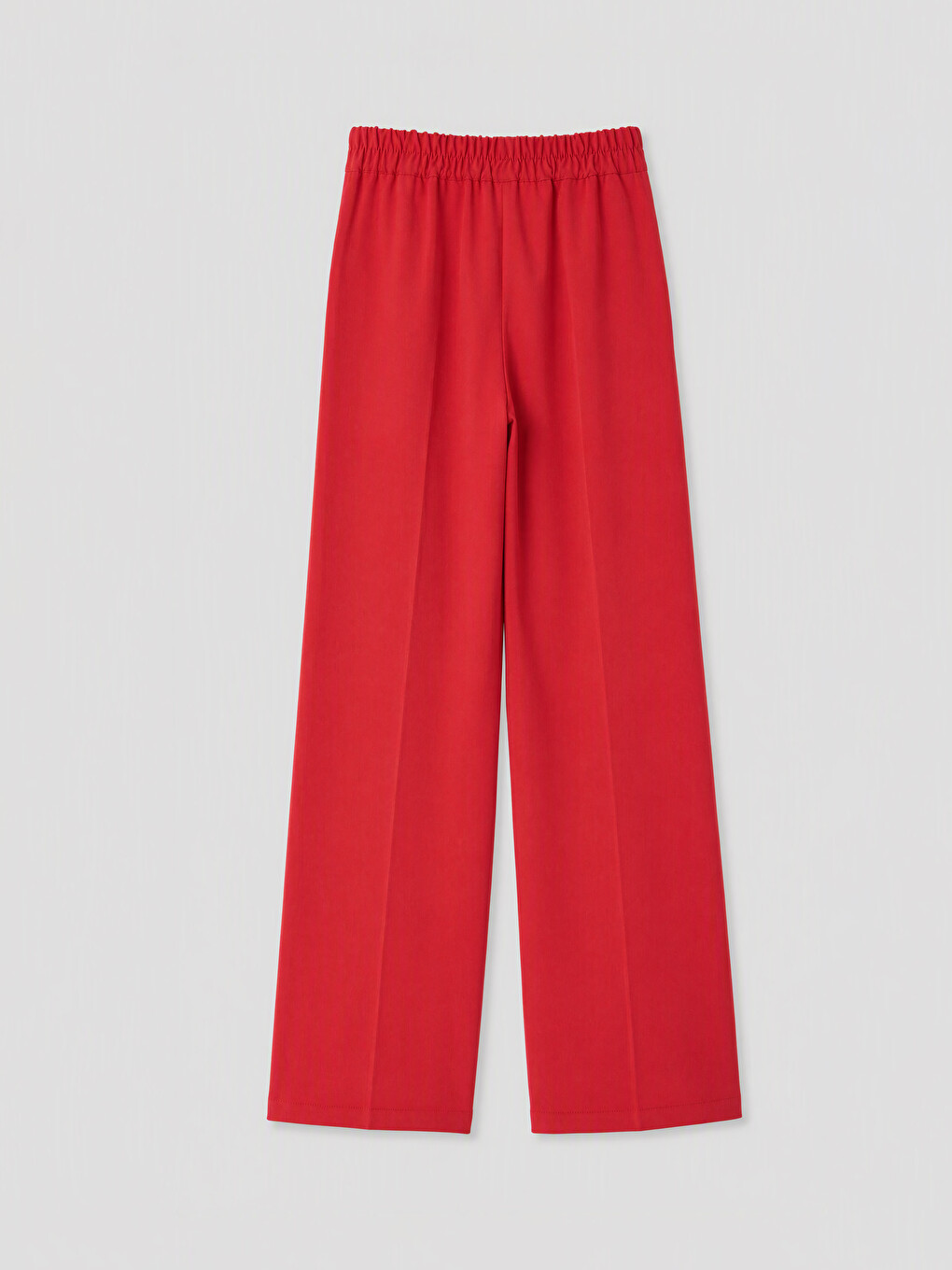 Kırmızı Beli Lastikli Geniş Paça Kadın Pantolon-1