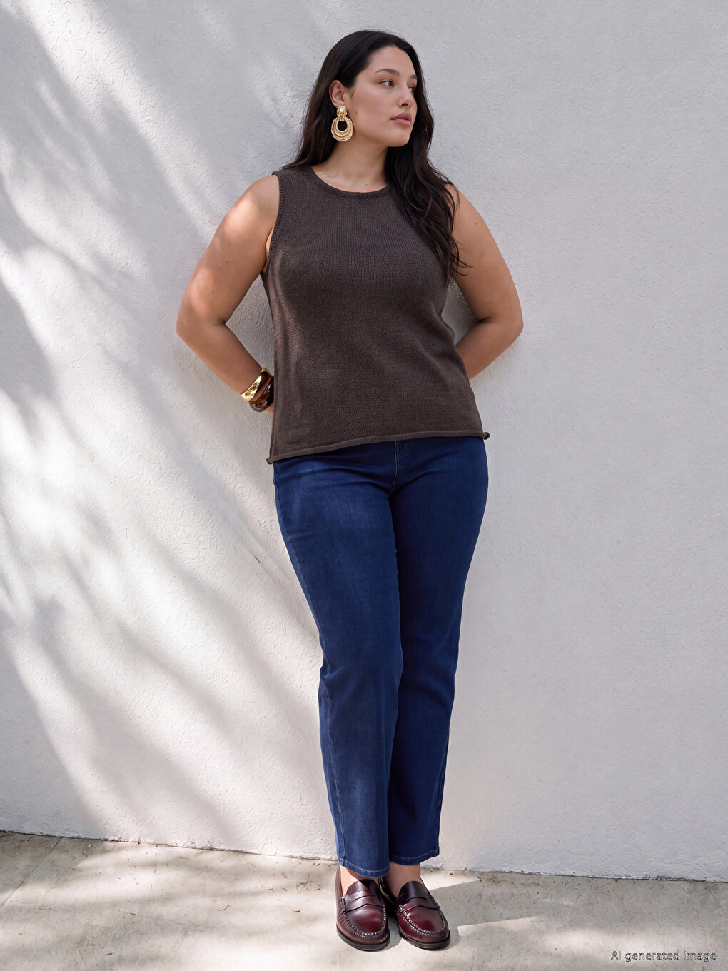 İndigo Büyük Beden Straight Fit Kadın Jean Pantolon