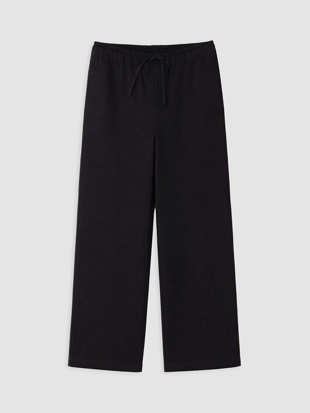 Siyah Beli Lastikli Wideleg Kadın Jean Pantolon