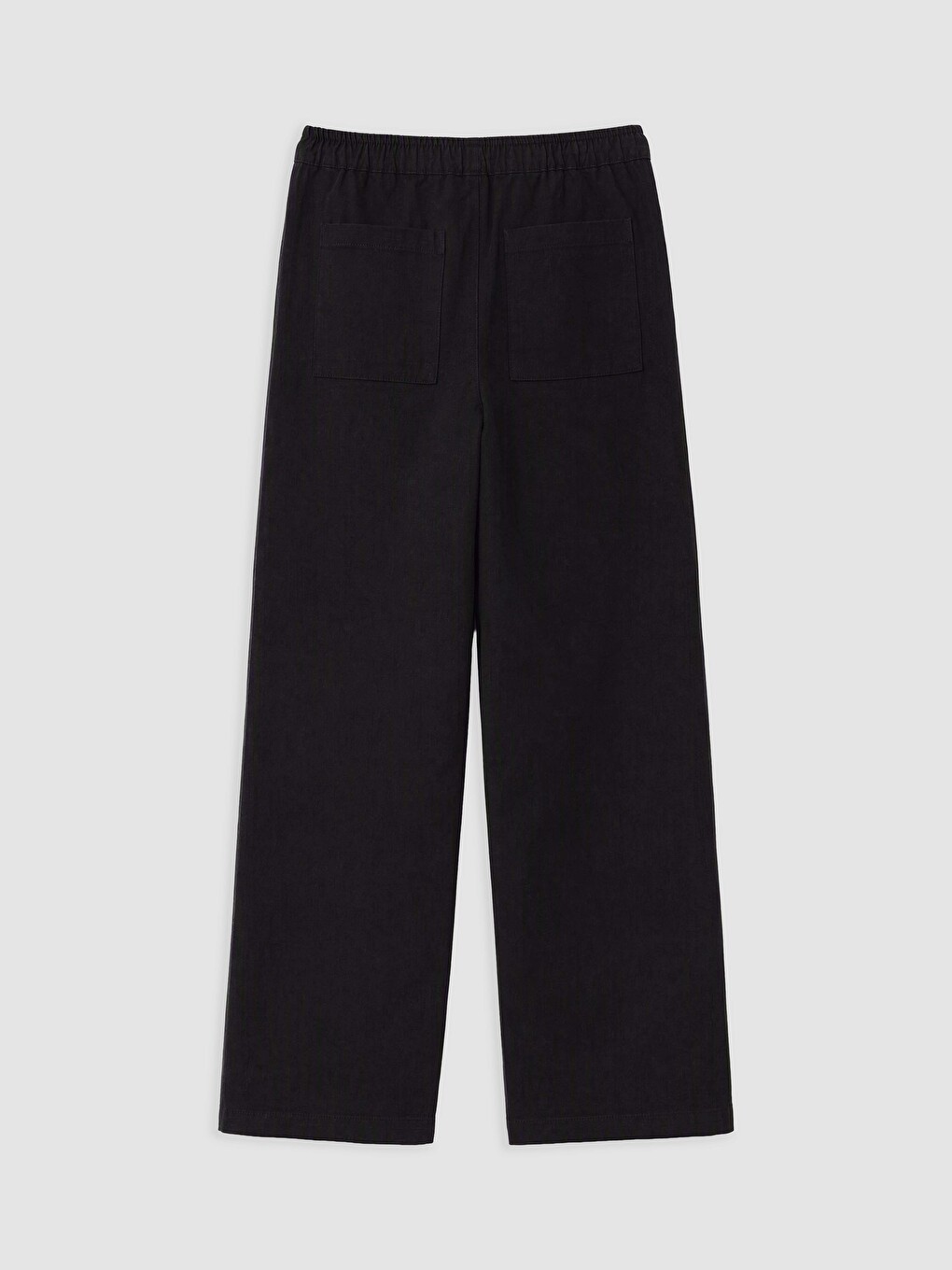 Siyah Beli Lastikli Wideleg Kadın Jean Pantolon-1