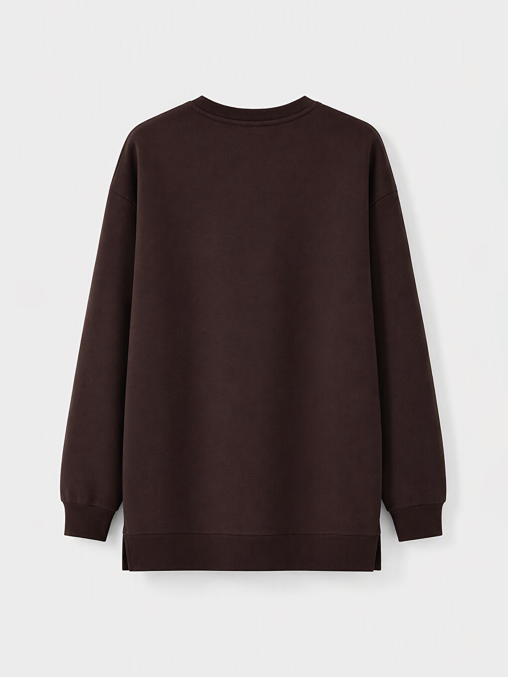Kahverengi Oversize Baskılı Kadın Sweatshirt Tunik-1
