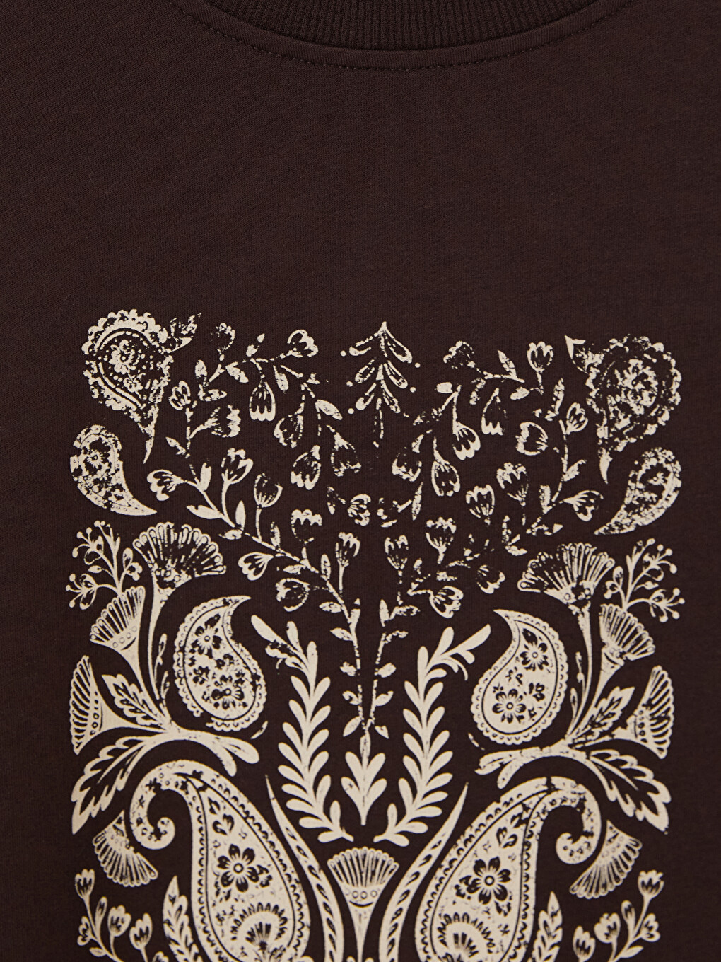 Kahverengi Oversize Baskılı Kadın Sweatshirt Tunik-2