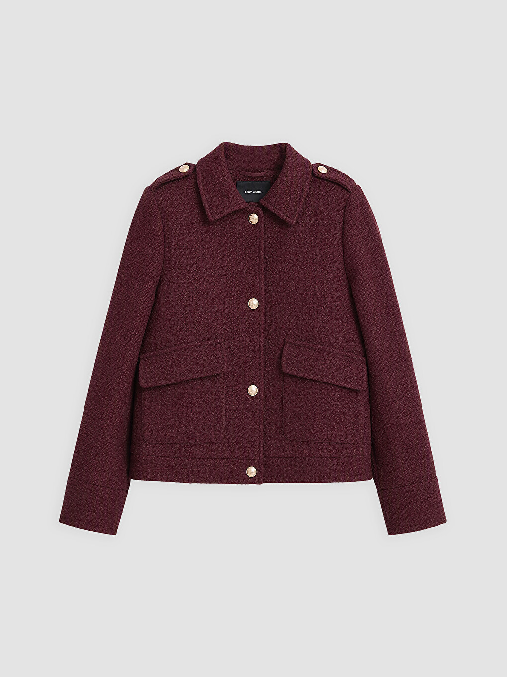 Shirt Collar Women's Tweed Jacket-5