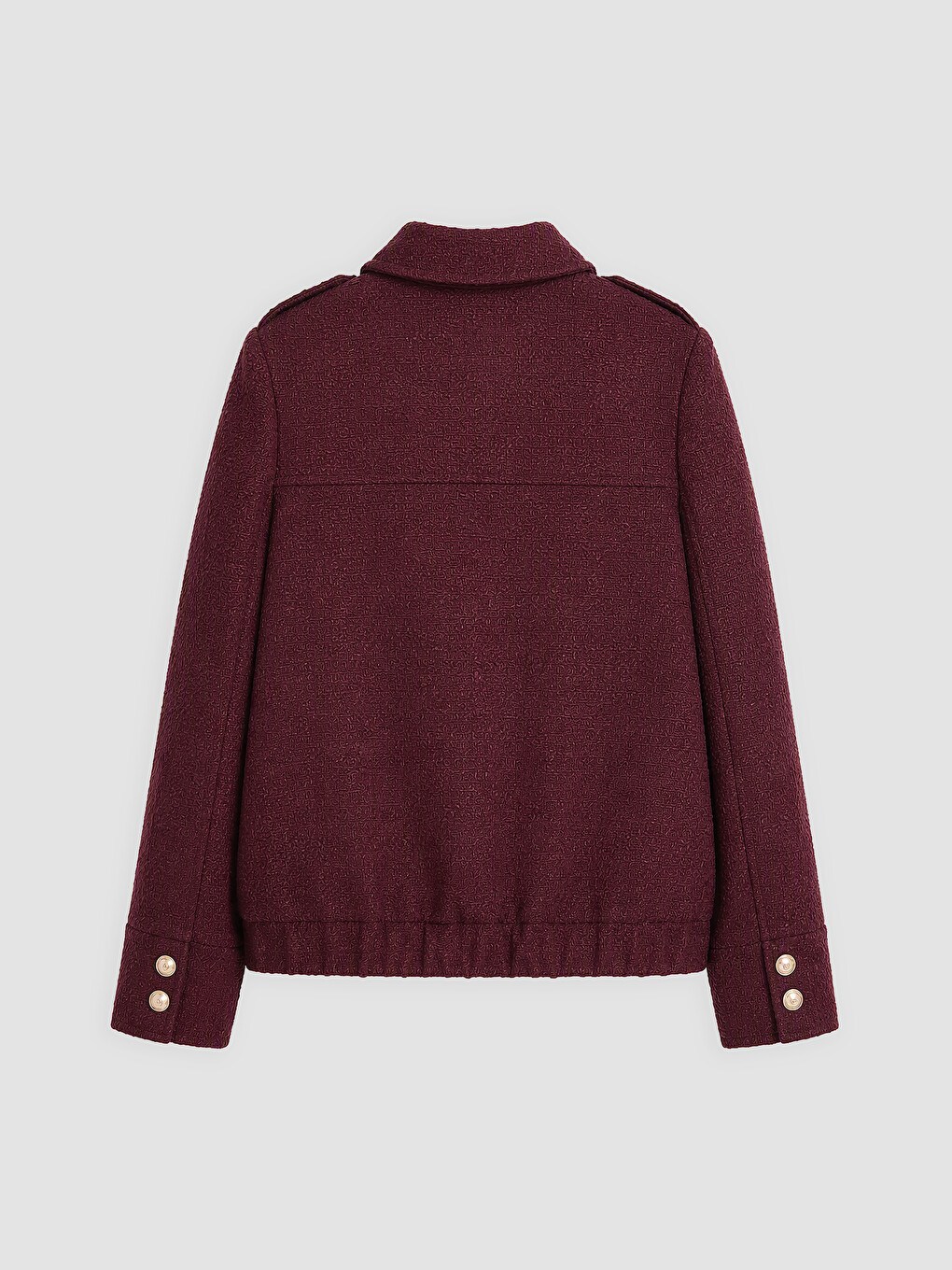 Shirt Collar Women's Tweed Jacket-6