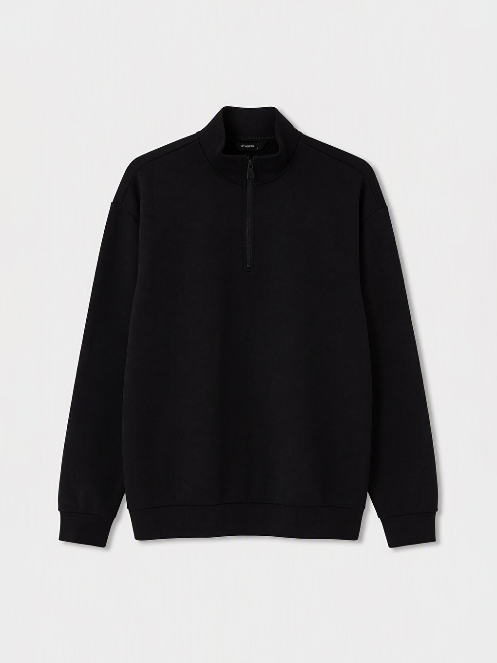 Siyah Dik Yaka Kalın Erkek Sweatshirt-4