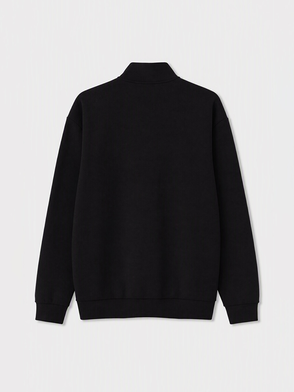 Siyah Dik Yaka Kalın Erkek Sweatshirt-5