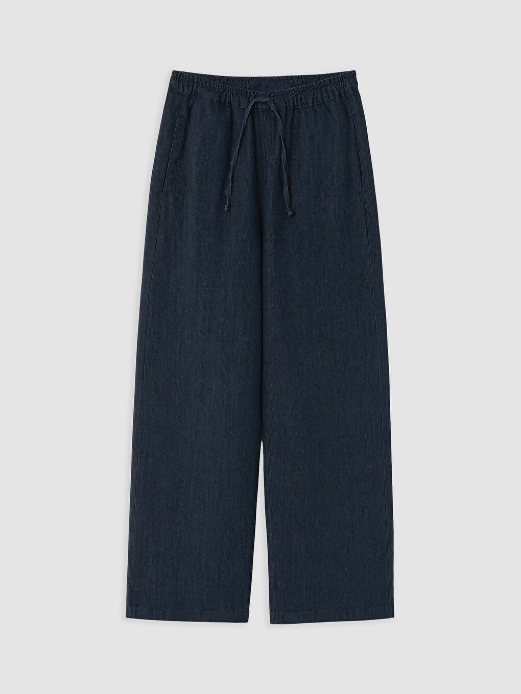 Mavi Beli Lastikli Wideleg Kadın Jean Pantolon