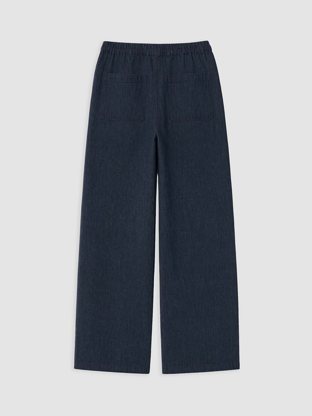 Mavi Beli Lastikli Wideleg Kadın Jean Pantolon-1