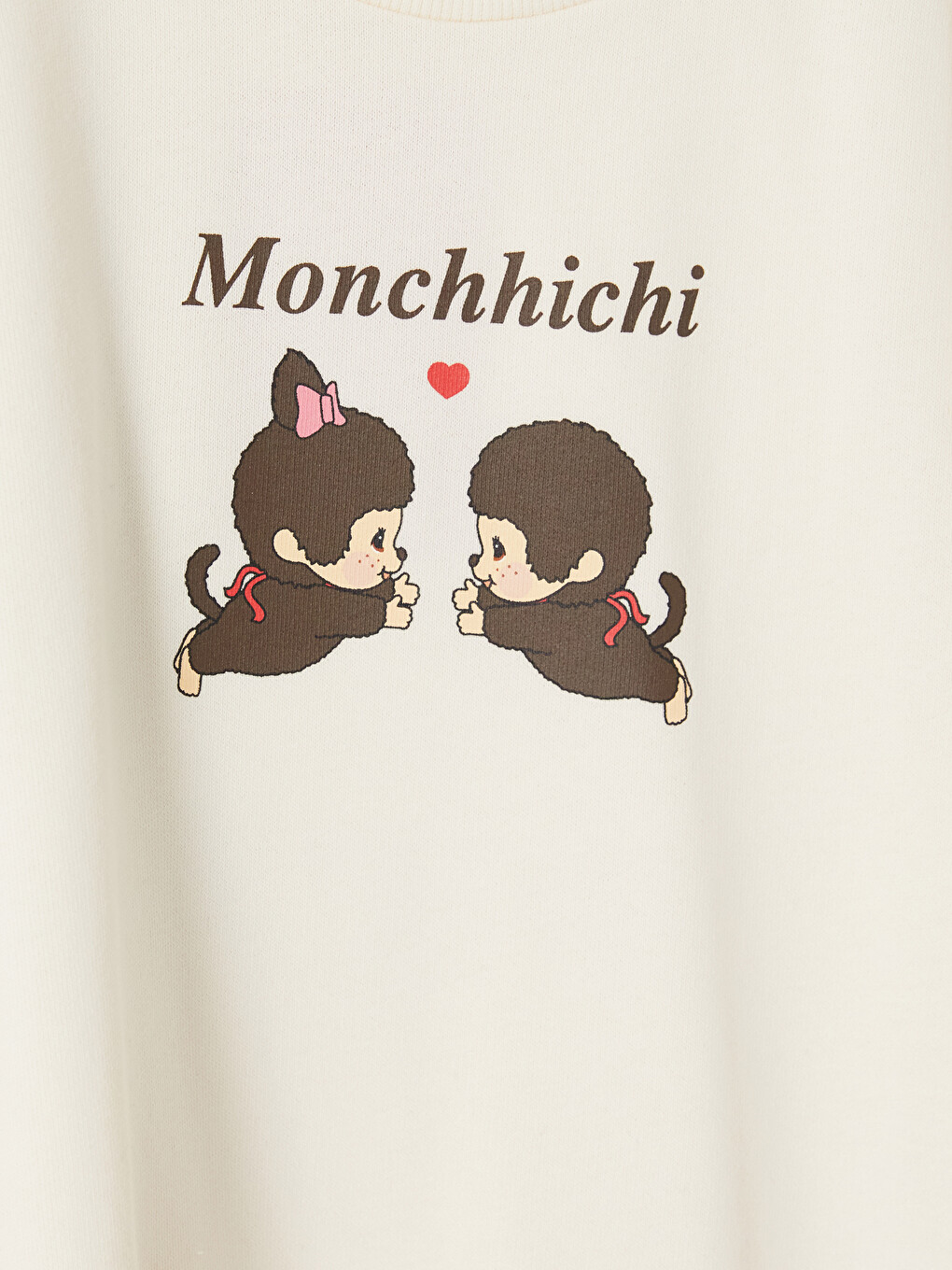 Ekru Monchhichi Baskılı Kız Çocuk Sweatshirt-2