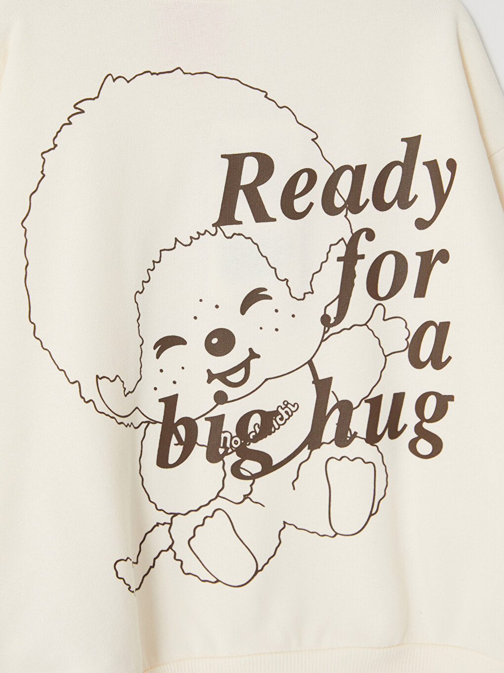 Ekru Monchhichi Baskılı Kız Çocuk Sweatshirt-3