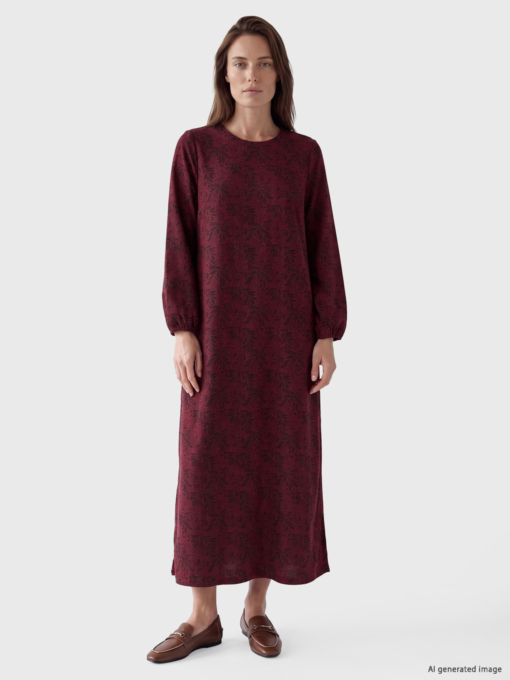 Crew Neck Floral Dress