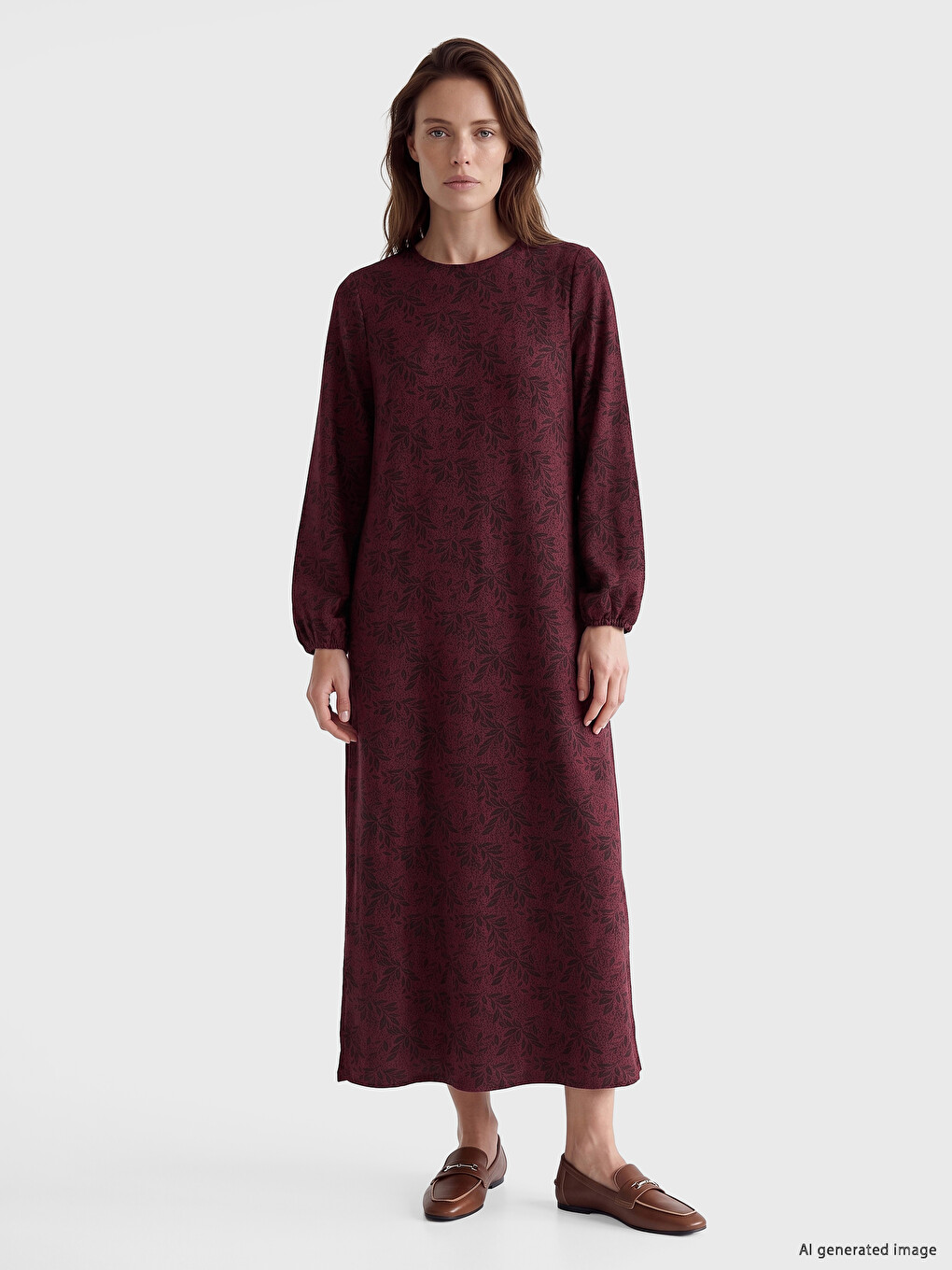Crew Neck Floral Dress-1