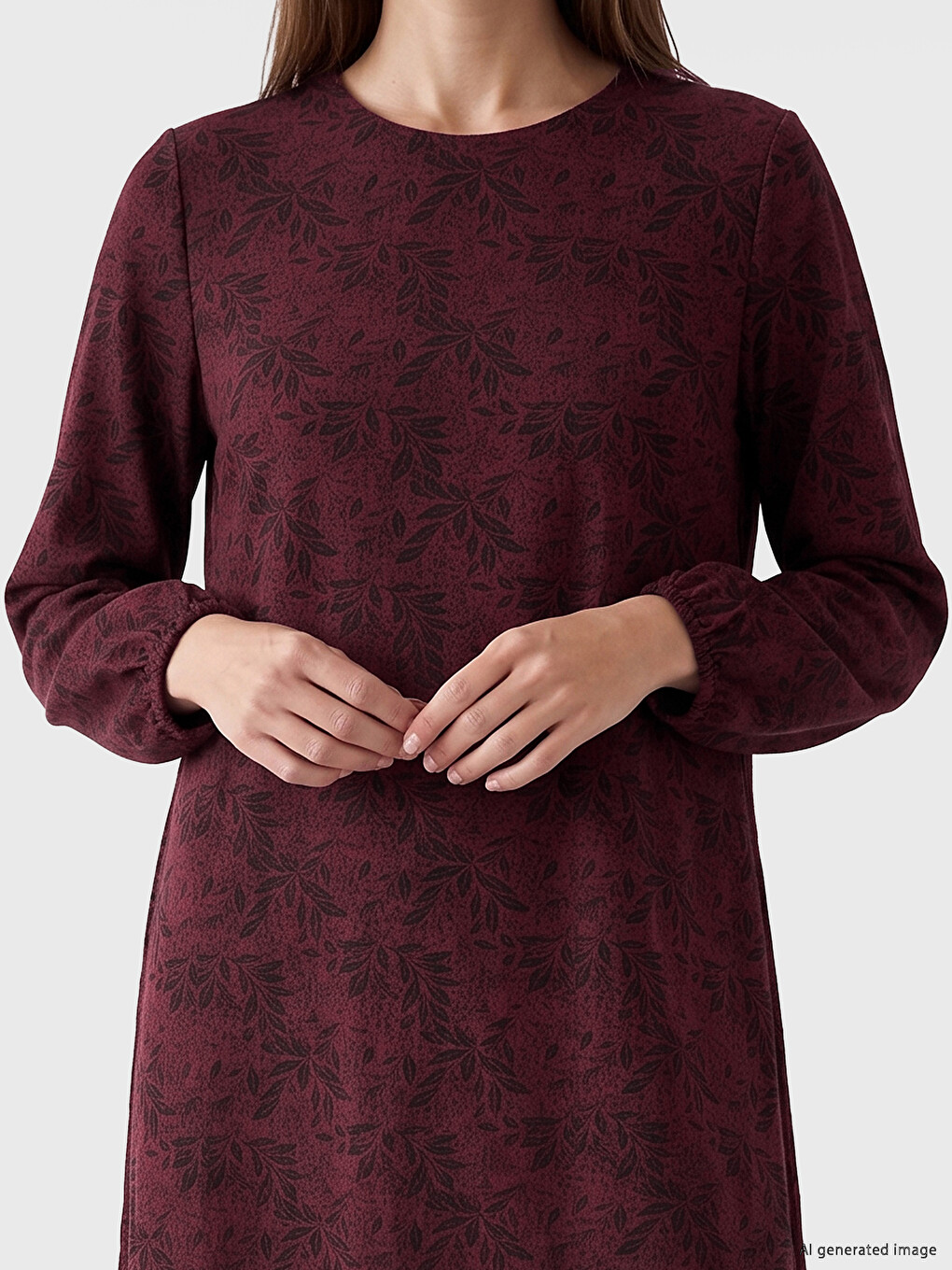 Crew Neck Floral Dress-2