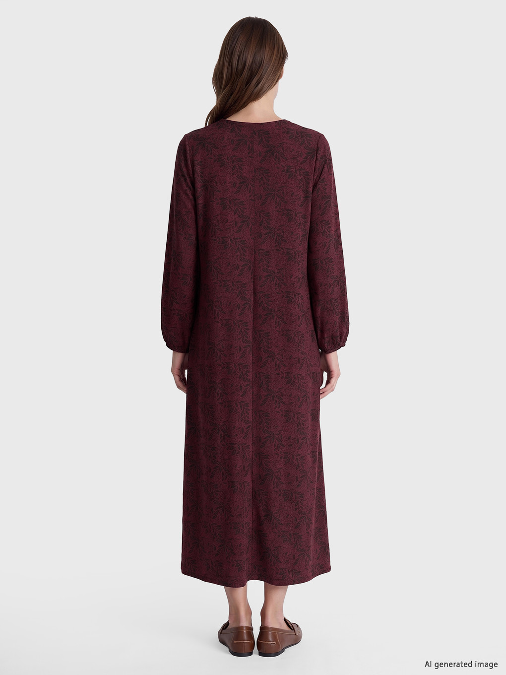 Crew Neck Floral Dress-3