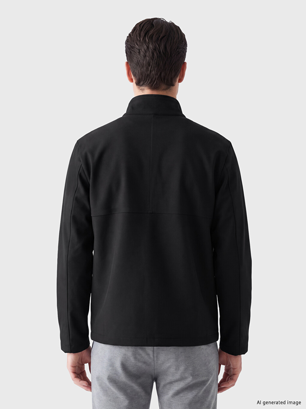 Siyah Regular Fit Dik Yaka Erkek Ceket-2