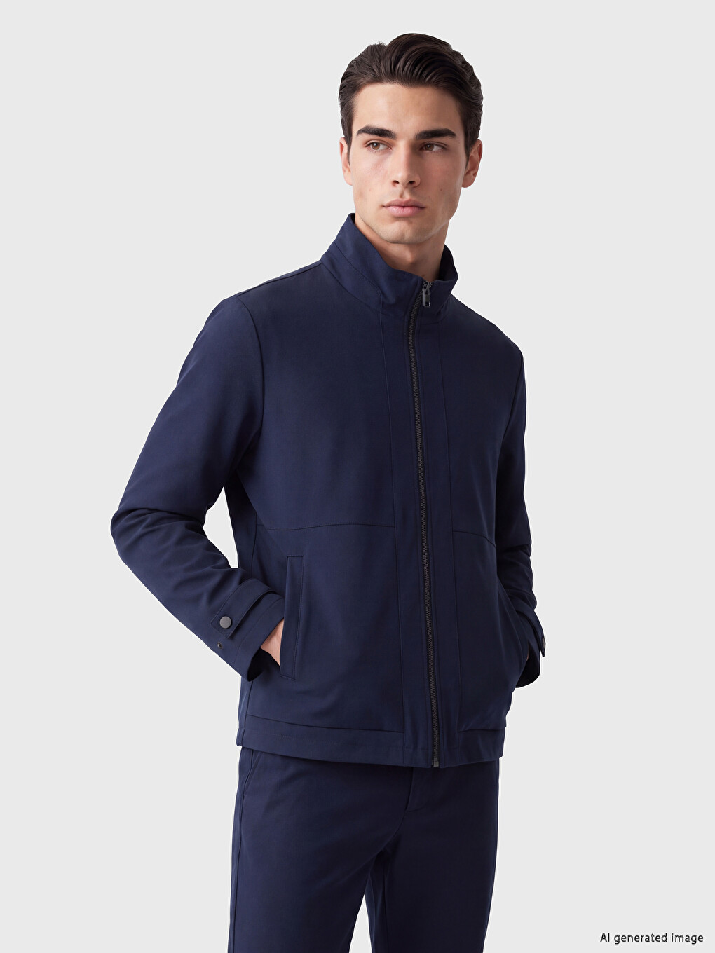 Lacivert Regular Fit Dik Yaka Erkek Ceket