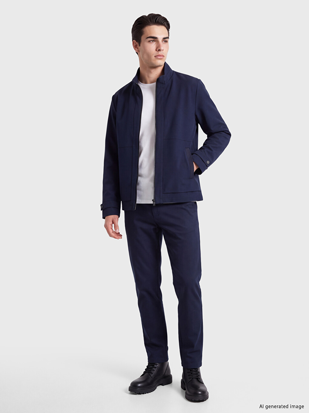 Lacivert Regular Fit Dik Yaka Erkek Ceket-1