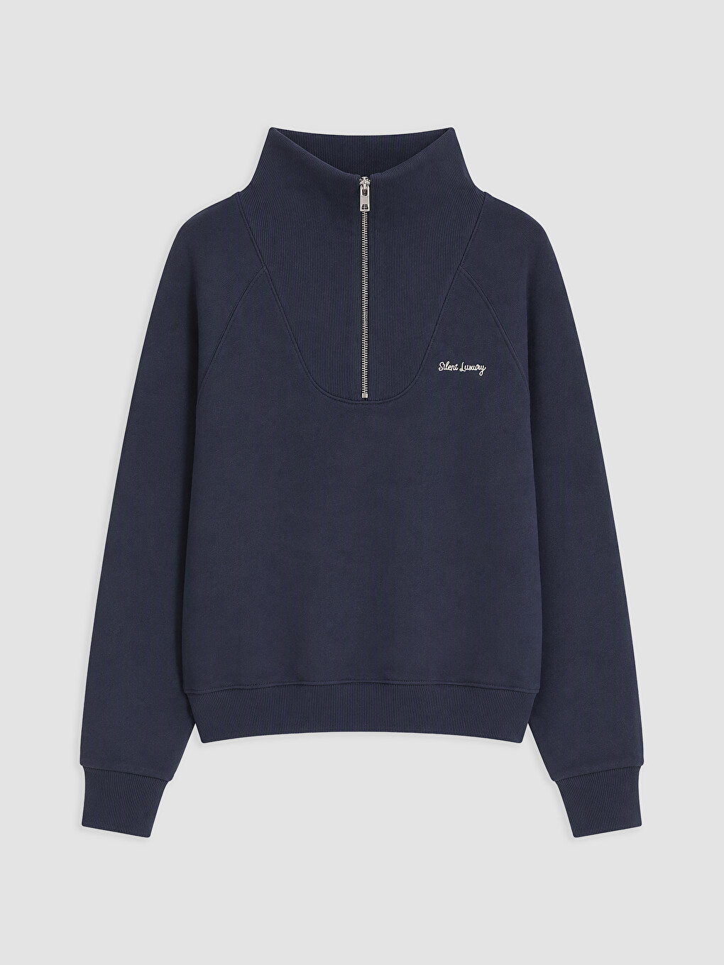 Lacivert Dik Yaka Oversize Kadın Sweatshirt