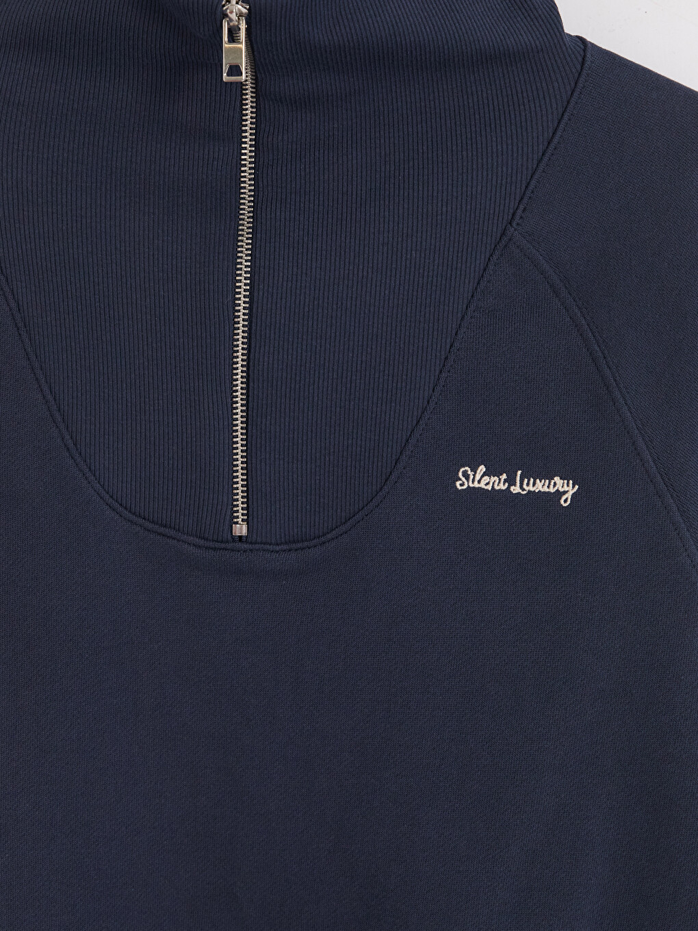 Lacivert Dik Yaka Oversize Kadın Sweatshirt-2
