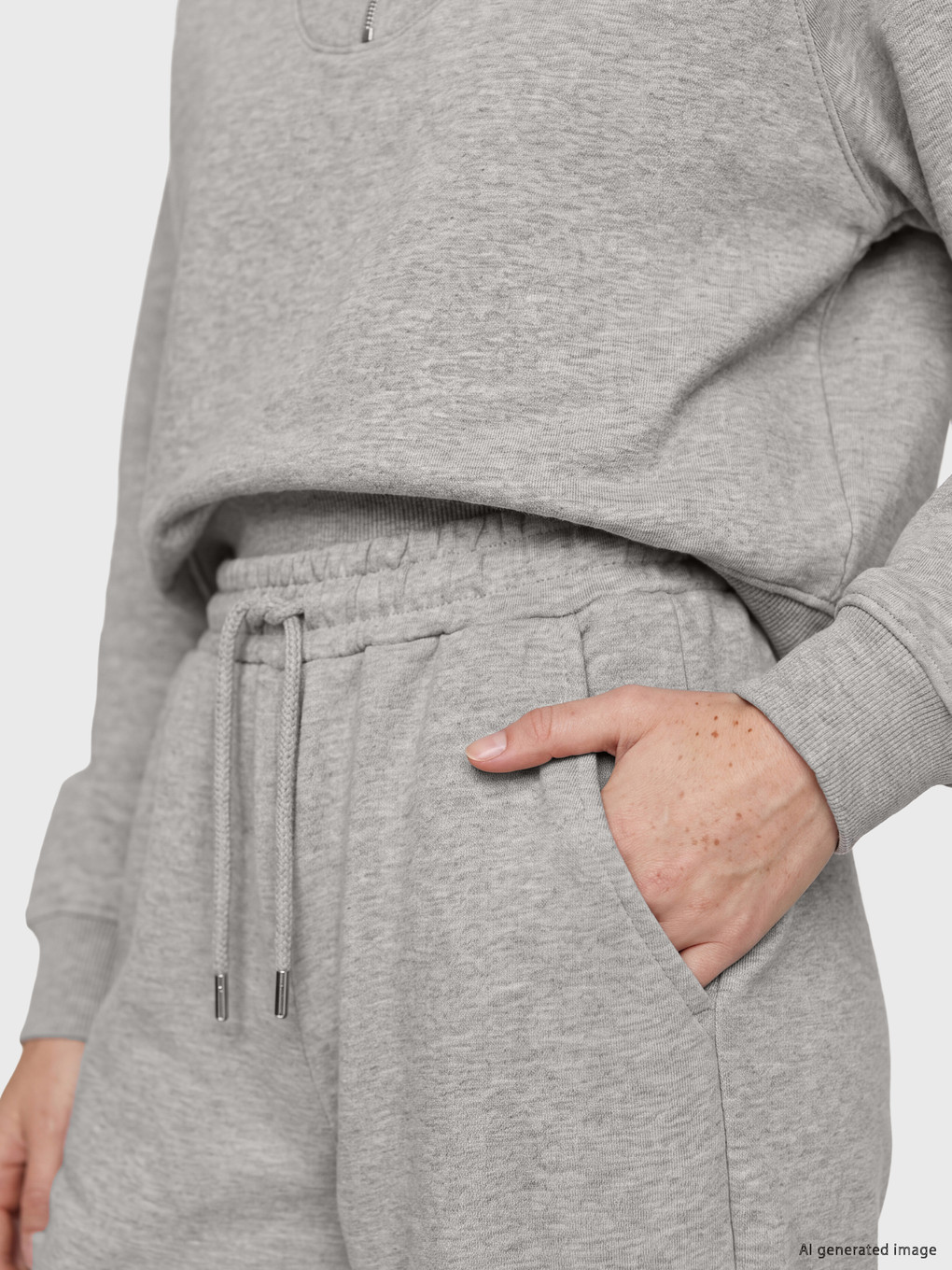 Gri Beli Lastikli Kadın Jogger Eşofman Altı-2