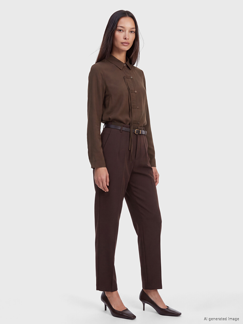 Decorative Buttoned Modal Blended Women's Shirt-1
