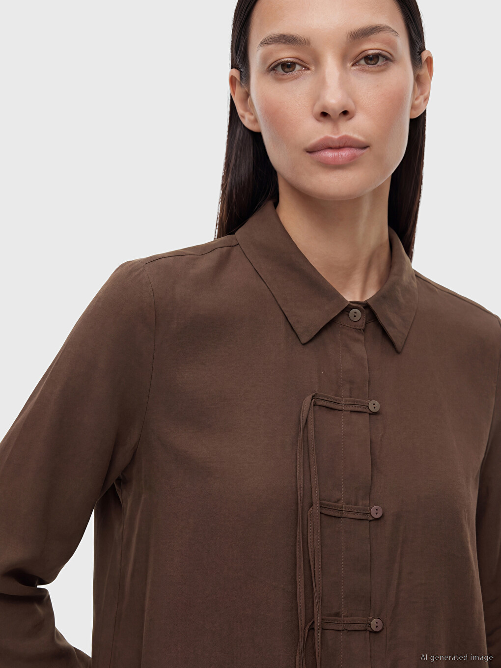 Decorative Buttoned Modal Blended Women's Shirt-2